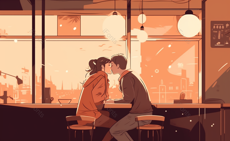 卡通520情人节咖啡店情侣约会插画,插画/手绘图,插画/手绘图库,插画/手绘图下载,插画/手绘